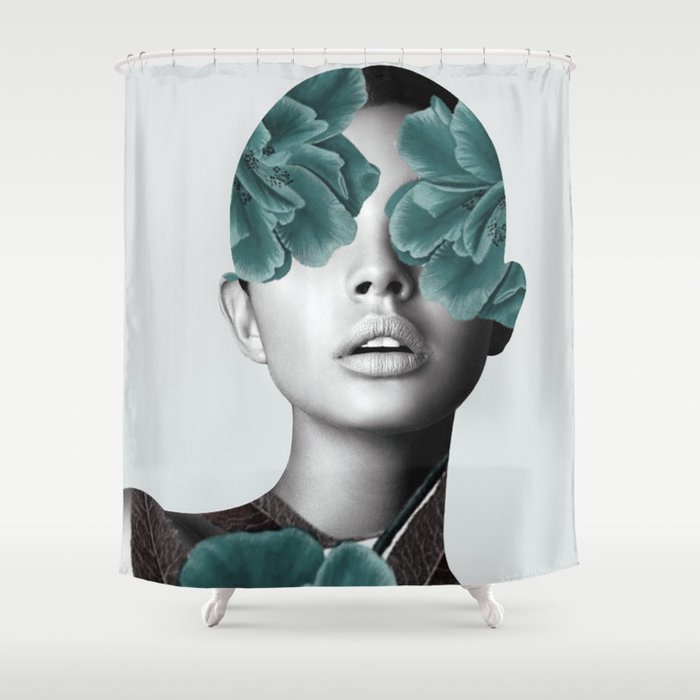 Floral Portrait (woman) Shower Curtain
