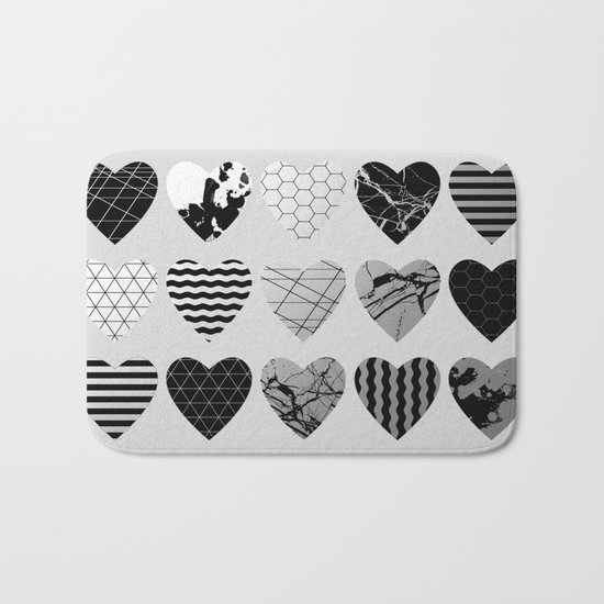 Metallic Love - Hexagon, stripes, triangles, geometric, marble, paint splat hearts! Bath Mat