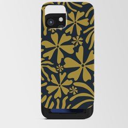 Groovy Flowers and Leaves in Mustard Yellow and Navy Blue iPhone Card Case