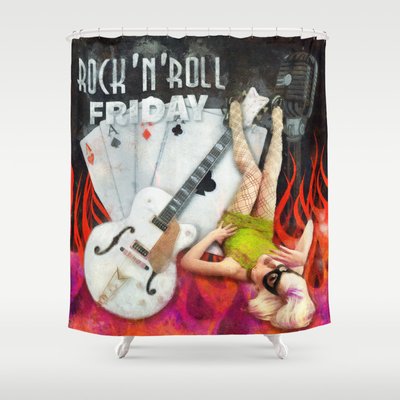 Rockabilly Shower Curtains Society6 Rockabilly Rock N Roll Friday Shower Curtain