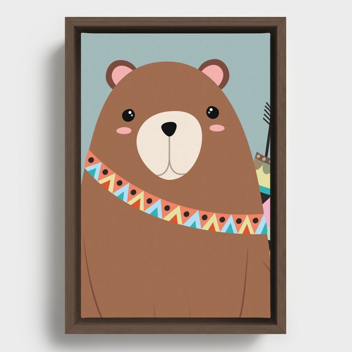 tribal bear Framed Canvas