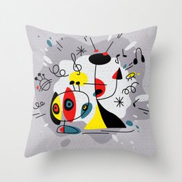 Music inspired by Joan Miro#illustration Throw Pillow