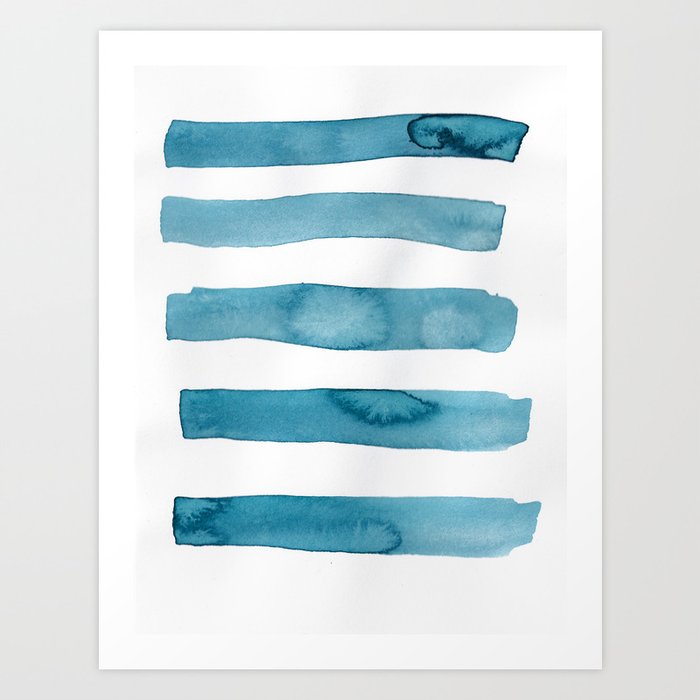 Aqua Stripes Abstract Modern Art Art Print