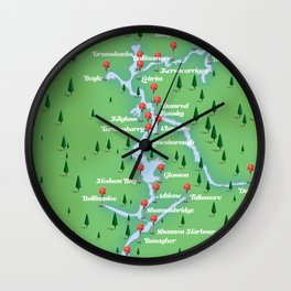River Shannon Ireland Map Wall Clock