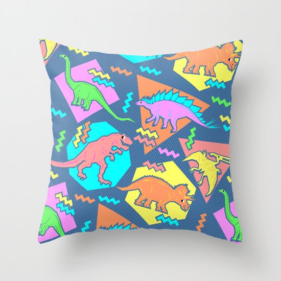 Nineties Dinosaur Pattern Throw Pillow