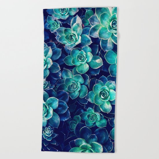 Plants of Blue And Green Beach Towel