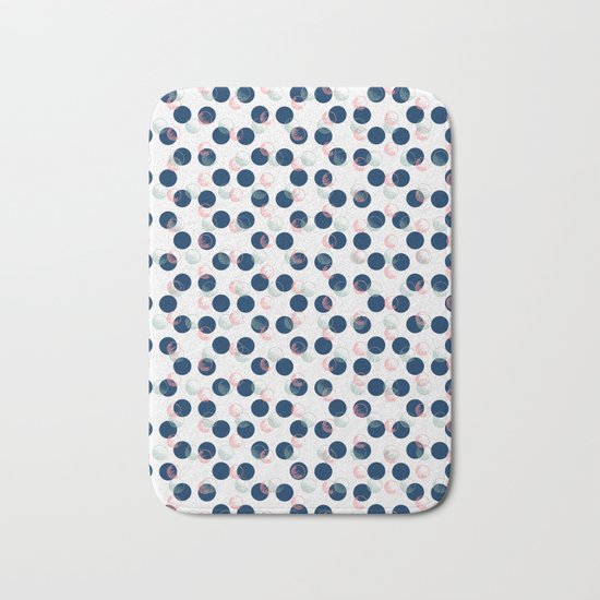 Blue Polka Dots And Scribbles Bath Mat