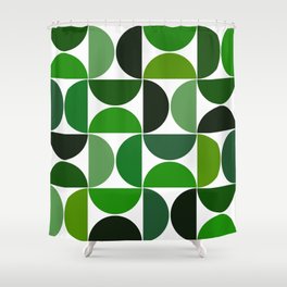 Mid century modern geometric Green  Shower Curtain