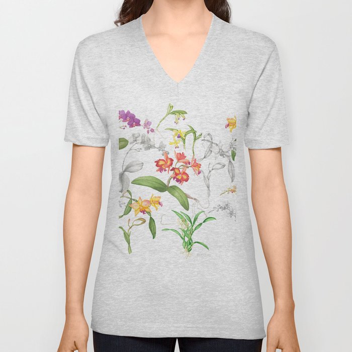 Flower Collage V Neck T Shirt