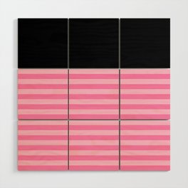 Black & Two-Toned Pink Stripes Wood Wall Art