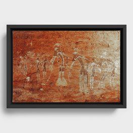 Ancient African Festival Cave Art Framed Canvas