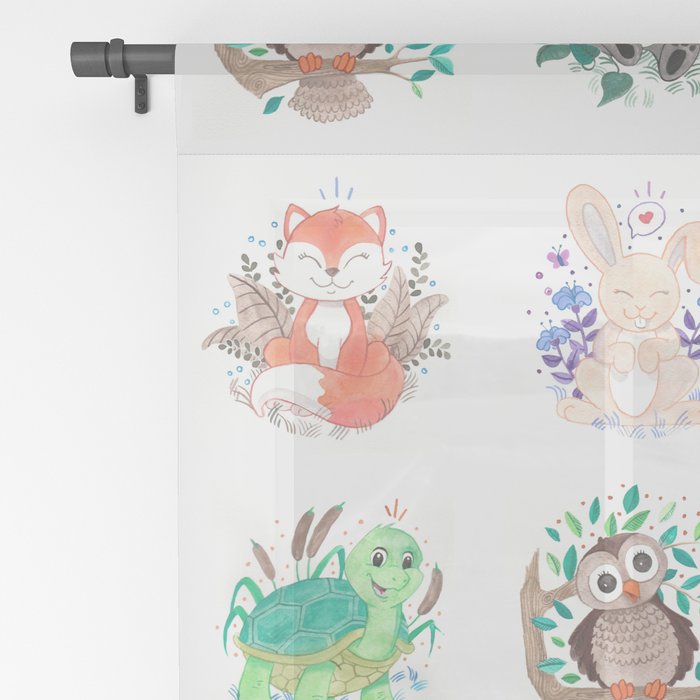 Woodland Creatures Wallpaper Sheer Curtain By Rockandroarcreative