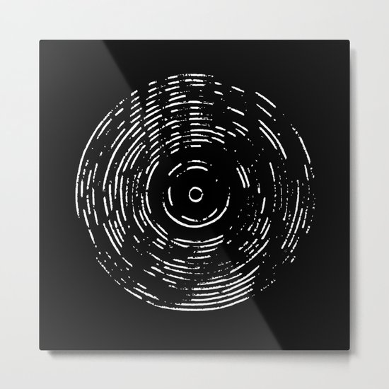 Record White on Black Metal Print