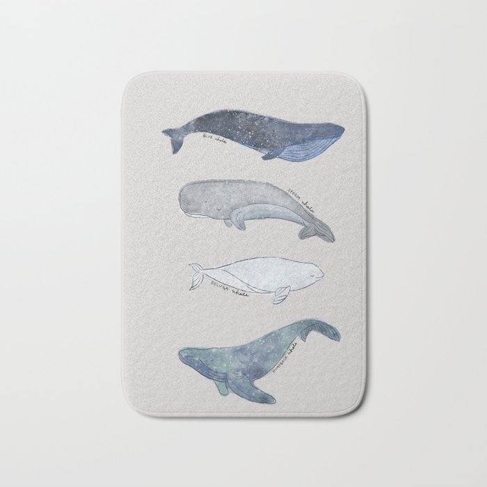 Watercolour whales  Bath Mat