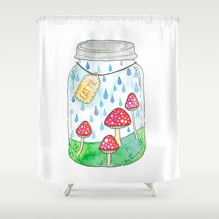 Mushrooms In Mason Jar Shower Curtain By Juliaantoniaocana Society6