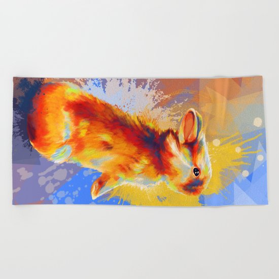 Colors of Fluff - Bunny portrait Beach Towel