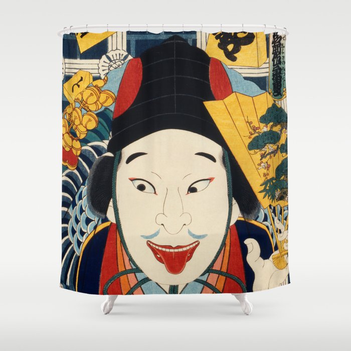Traditional Japanese Woodblock Art - Toyohara Kunichika Portrait Series 06 Shower Curtain