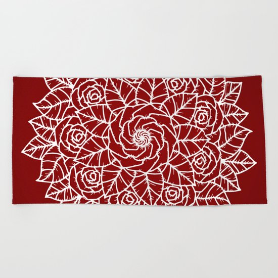 RED MANDALA Beach Towel