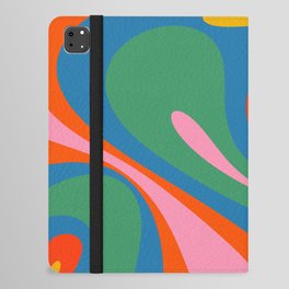 Mod Swirl Retro Abstract Pattern in Rainbow Pop Colors iPad Folio Case