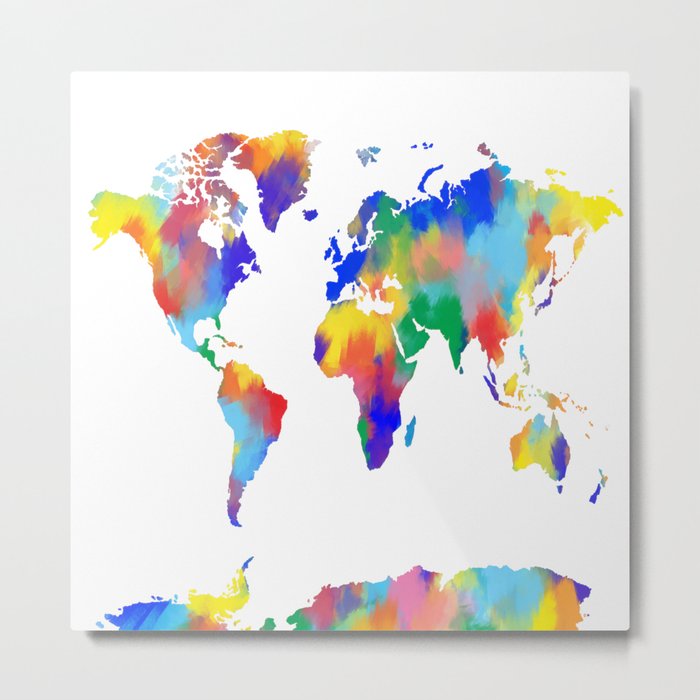 world map colorful Metal Print