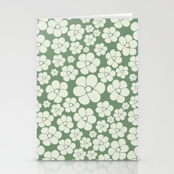 Flower Pattern - Green Stationery Cards