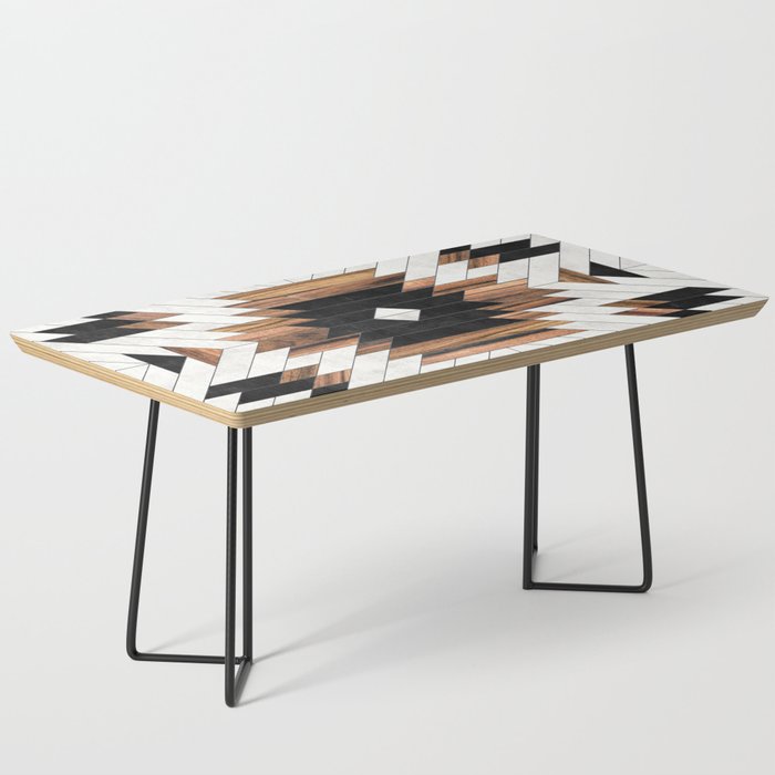 Urban Tribal Pattern No.5 - Aztec - Concrete and Wood Coffee Table | Graphic-design, Concrete, Digital, Abstract, Photography, Pattern, Painting, Modern, Geometric, Architecture