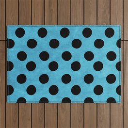 Watercolor Blue And Black Polka Dot,Blue And Black Retro Polka Dot Pattern,Blue And Black Polka Dot Background,Blue And Black Abstract, Outdoor Rug
