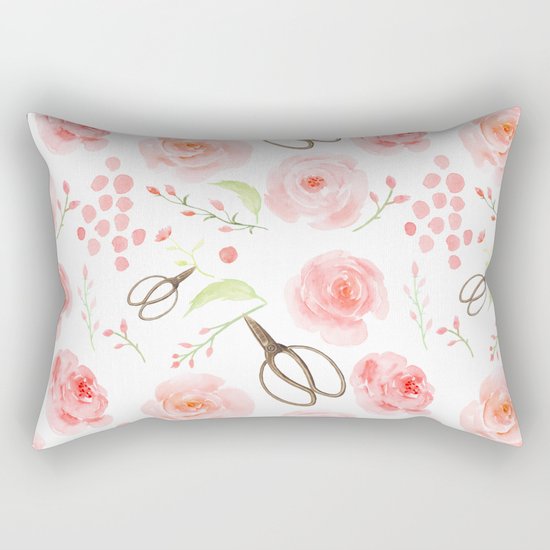 Summer Flowers Flower Floral Pink Vintage Roses #Society6 Rectangular Pillow