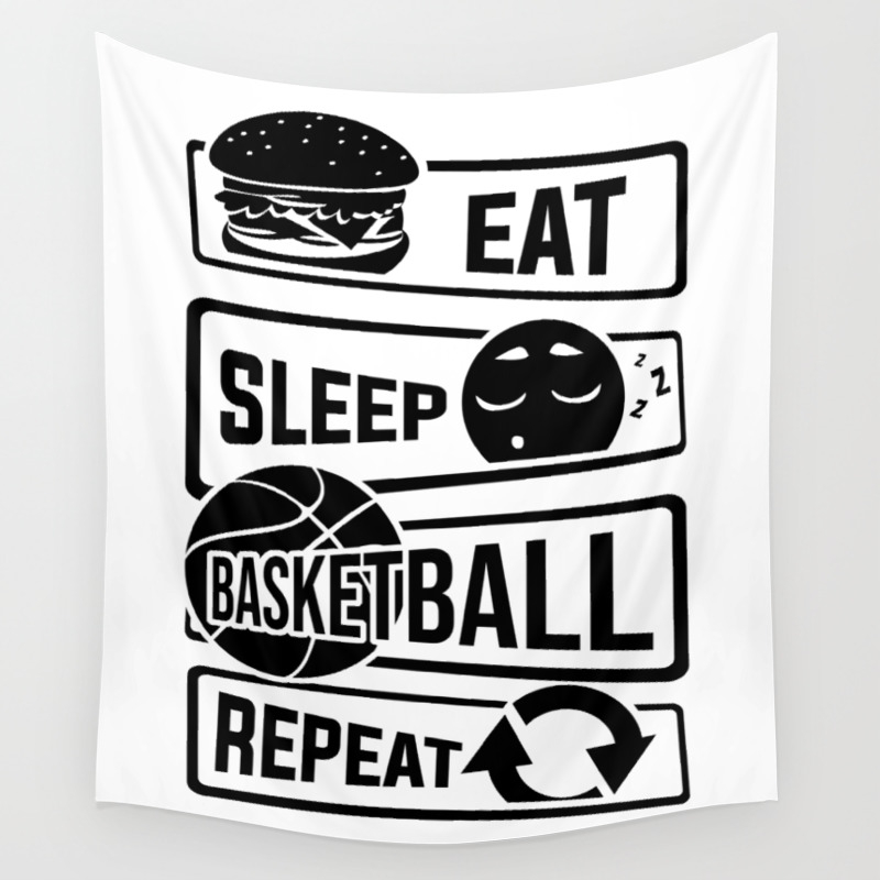 Eat Sleep Basketball Repeat B Ball Team Dunk Wall Tapestry By