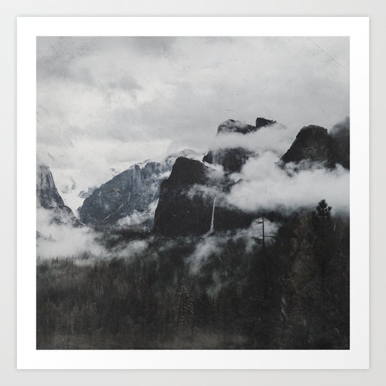 vintage mountains Art Print