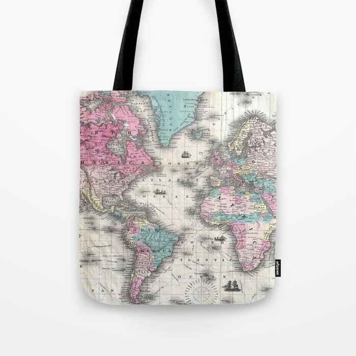 Vintage Map of The World (1852) Tote Bag