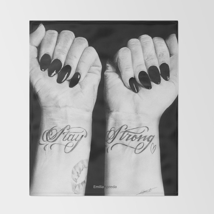 Demi Stay Strong Tattoo Drawing Throw Blanket By Emiliaapreda Society6