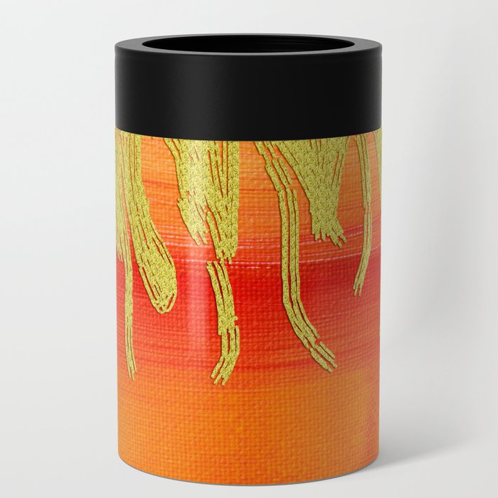 Modern Orange And Gold Watercolor Luxury Ombre Gradient Abstract Can Cooler