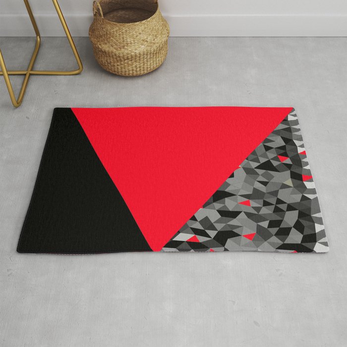 Pattern Abstrait Triangles Rouge/Noir Rug