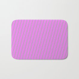 [ Thumbnail: Violet and Dark Grey Colored Lined/Striped Pattern Bath Mat ]