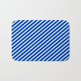 [ Thumbnail: Green and Blue Colored Lines Pattern Bath Mat ]