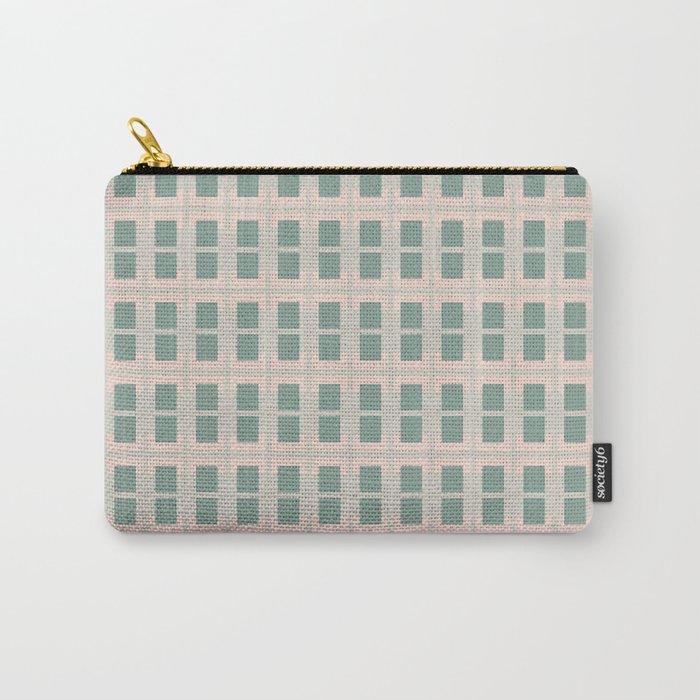 80s Mid Century Rectangles Sage Green Carry-All Pouch