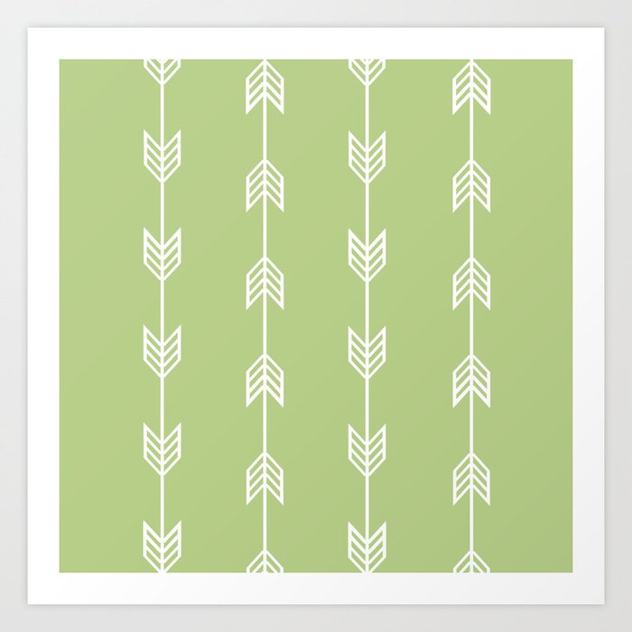 Running Arrows in White and Sage Art Print
