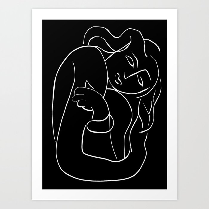 Matisse Line Art Woman Black Art Print By Shamila Society6,Anime Boy Running