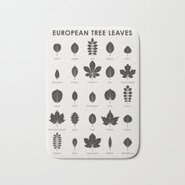 [Old Version] Tree Leaves Identification Chart Bath Mat | Trees, Fall, Nature, Curated, Digital, Science, Identification, Vintage, Children, Leaf 