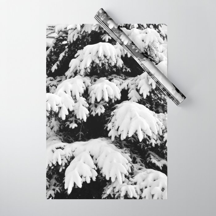 Snowy fir tree wrapping paper by ARTbyJWP | Society6