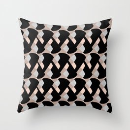 Weave me alone // pink, black + polka dot knit camo pattern Throw Pillow