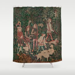 Unicorn Hunt Medieval Art - Hunt Begins Shower Curtain