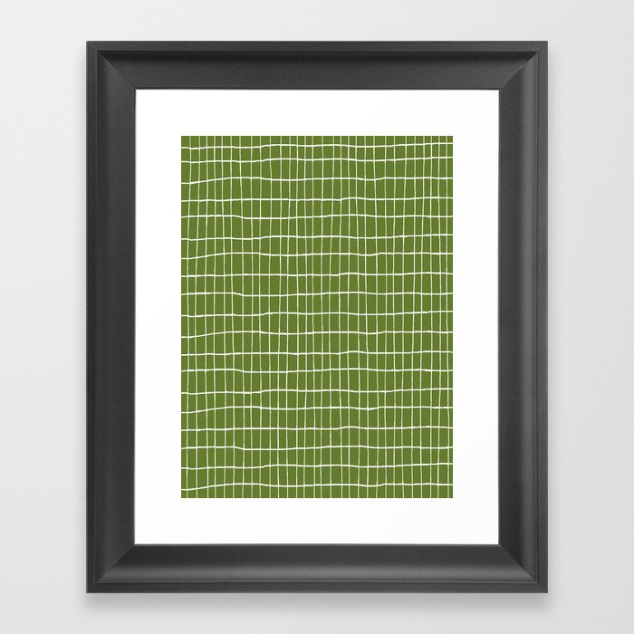 Olive Green Grid | PATTERN 05: The Retro Edition Framed Art Print