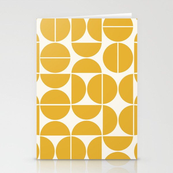 Mid Century Modern Bauhaus Pattern Yellow Stationery Cards
