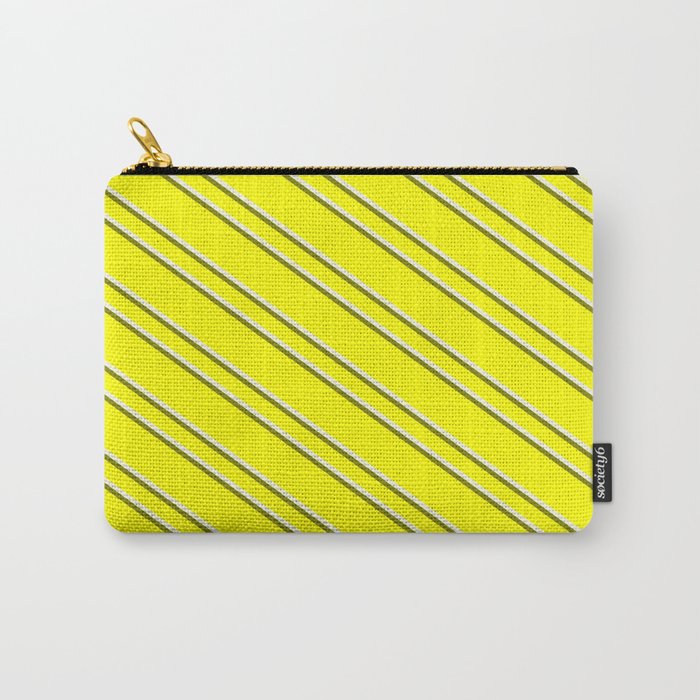 Yellow, Beige & Green Colored Pattern of Stripes Carry-All Pouch