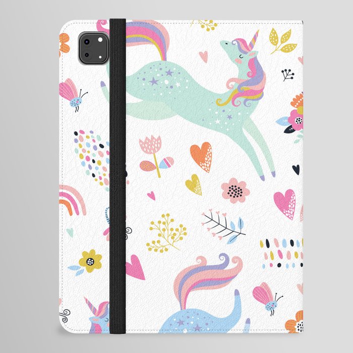 Magical Pastel Unicorn Floral iPad Folio Case