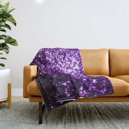 Dark Purple faux shiny glitter sparkles Throw Blanket