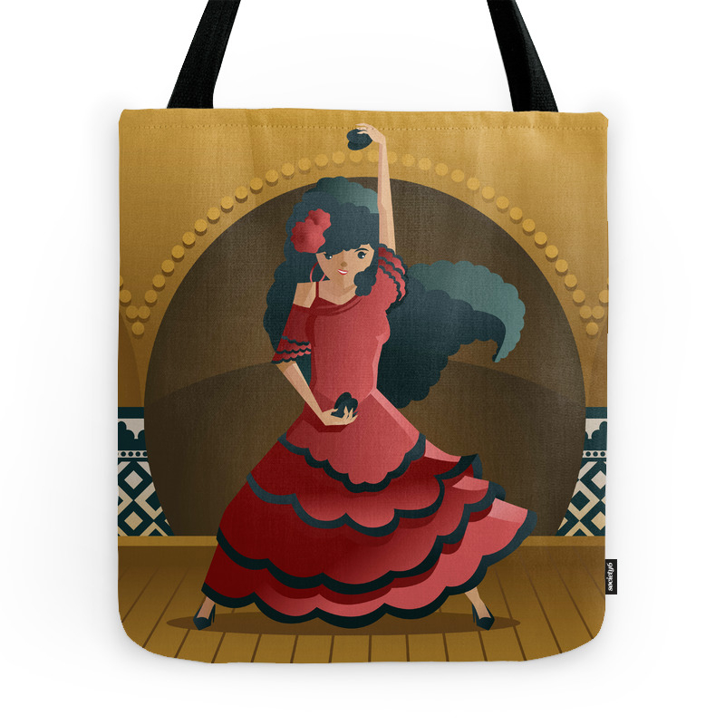 Flamenco Girl Dancing On Stage Tote Bag by matiasenelmundo