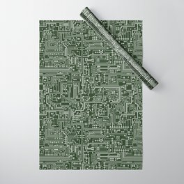 Circuit Board // Green & Silver Wrapping Paper
